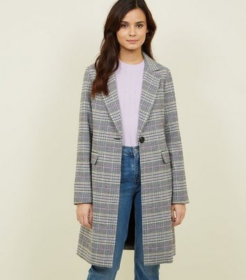 Black Multi Check Longline Coat