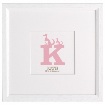 Letterfest Children's Name Animal Alphabet Framed Print, K - Kangaroo