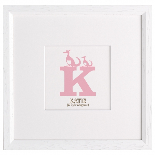 Letterfest Children's Name Animal Alphabet Framed Print, K - Kangaroo