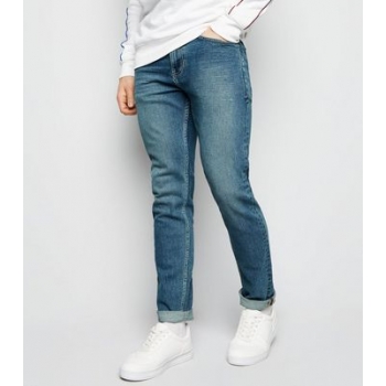 Navy Bleach Wash Slim Stretch Jeans