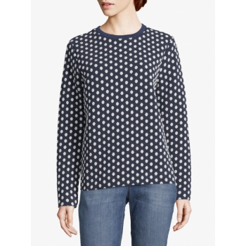 Betty & Co. Dot Print Textured Jumper, Blue/White