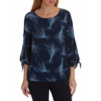 Betty & Co. Corn Print Crepe Blouse, Blue