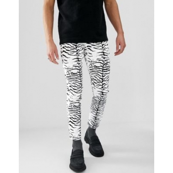 ASOS DESIGN skinny jeans in leather look zebra print