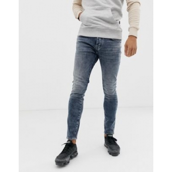 Chasin' Iggy Nash marble wash skinny jeans in mid blue