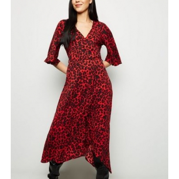 AX Paris Red Leopard Print Tie Waist Midi Dress