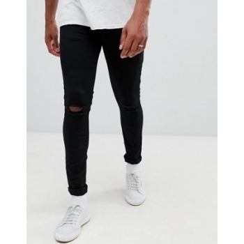 New Look skinny jeans with knee rip in black wash