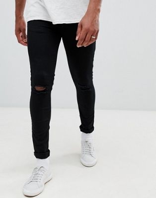 New Look skinny jeans with knee rip in black wash