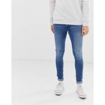 Jack & Jones spray on skinny fit jeans in blue