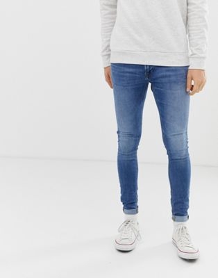 Jack & Jones spray on skinny fit jeans in blue