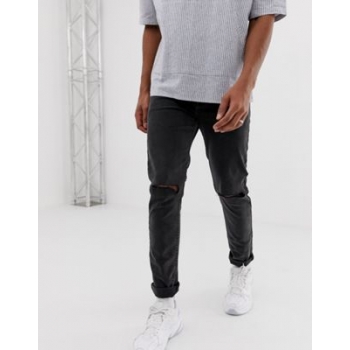 COLLUSION x001 skinny jeans in washed black with rips