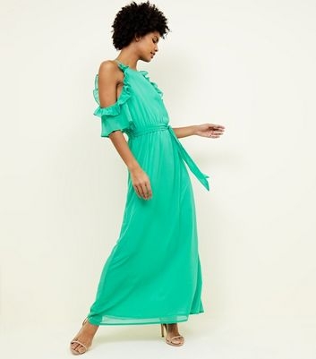 Mela Mint Green Frill Side Maxi Dress