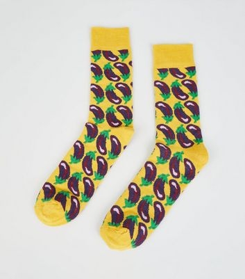 Mustard Aubergine Pattern Socks