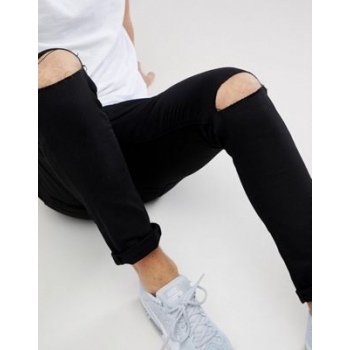 River Island skinny fit jeans with rips in black