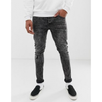 Only & Sons skinny jeans in black acid wash