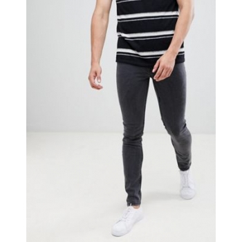 Celio skinny fit jeans in distressed denim in washed black