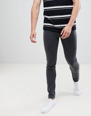 Celio skinny fit jeans in distressed denim in washed black