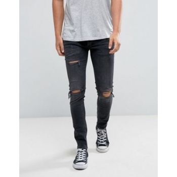 River Island skinny jeans with rips in black wash