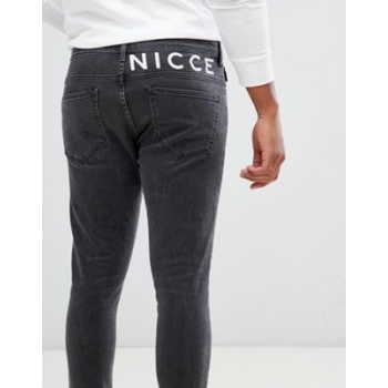 Nicce skinny fit jeans in grey with logo