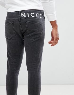 Nicce skinny fit jeans in grey with logo