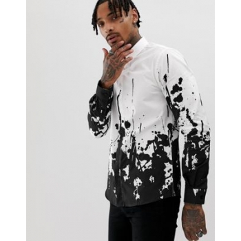 Twisted Tailor super skinny shirt with paint splatter