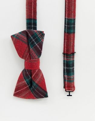 Twisted Tailor bow tie in red tartan