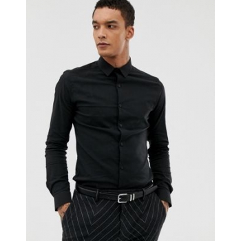 Twisted Tailor super skinny shirt in black