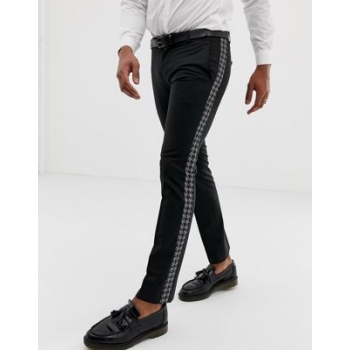 Twisted Tailor super skinny trouser with dogstooth side stripe