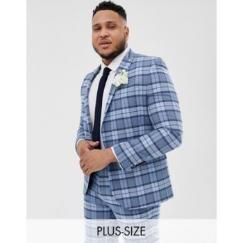 Twisted Tailor super skinny suit jacket in light blue check