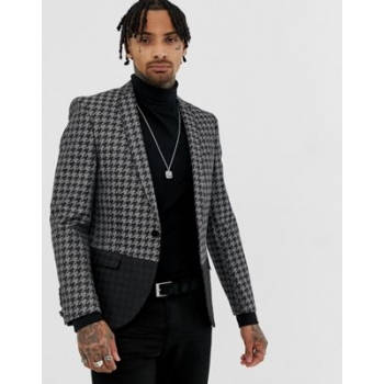 Twisted Tailor super skinny blazer in metallic dogstooth