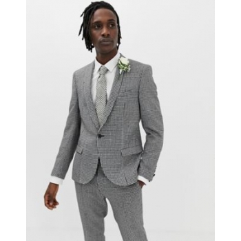 Twisted Tailor super skinny suit jacket in cut and sew houndstooth