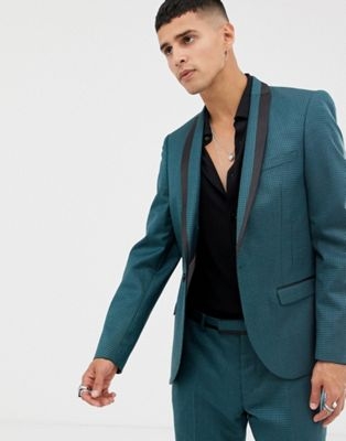 Twisted Tailor super skinny suit jacket in two tone geo