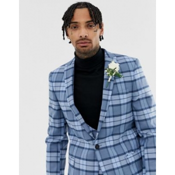 Twisted Tailor super skinny suit jacket in blue check