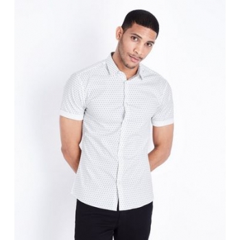 White Polka Dot Muscle Fit Poplin Shirt