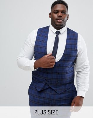 Twisted Tailor super skinny waistcoat with tartan check in wool