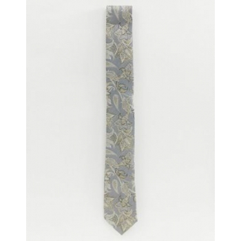 Twisted Tailor tie in grey with floral print