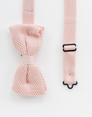 Twisted Tailor knitted bow tie in dusty pink