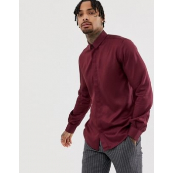 Twisted Tailor super skinny shirt in burgundy