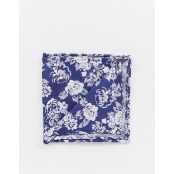 Twisted Tailor pocket square in navy floral jaquard