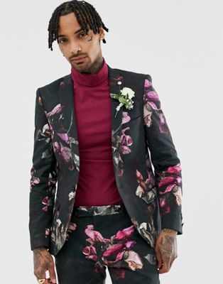 Twisted Tailor super skinny suit jacket in floral print