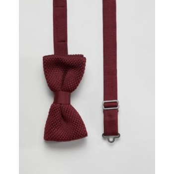 Twisted Tailor knitted bow tie in burgundy