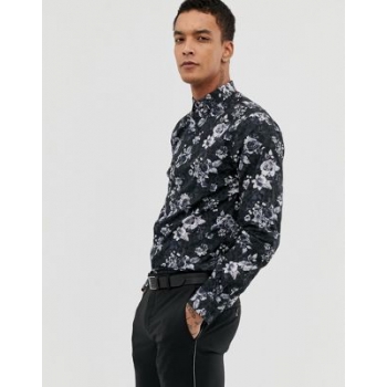 Twisted Tailor super skinny shirt in leopard floral print