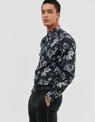 Twisted Tailor super skinny shirt in leopard floral print