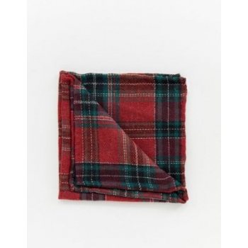 Twisted Tailor pocket square in red tartan