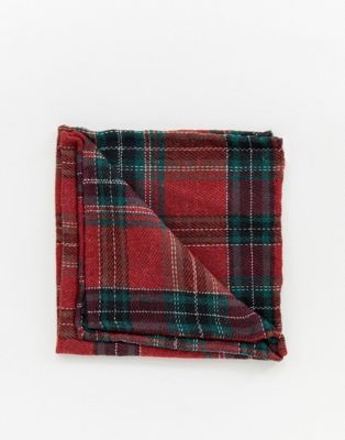 Twisted Tailor pocket square in red tartan