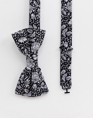 Twisted Tailor bow tie in monochrome floral