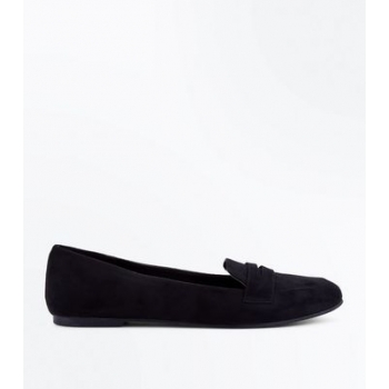 Black Suedette Penny Loafers