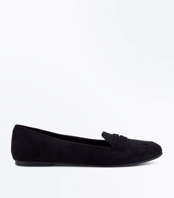 Black Suedette Penny Loafers