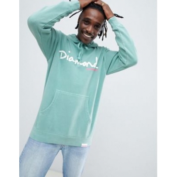 Diamond Supply Hoodie With Script Logo In Blue