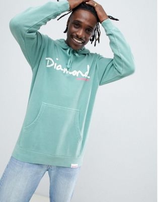 Diamond Supply Hoodie With Script Logo In Blue