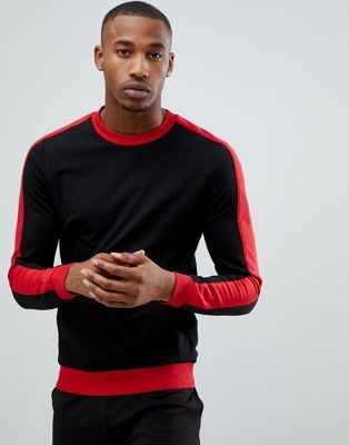 ASOS DESIGN muscle sweatshirt with side stripes